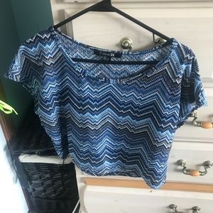 Blue Chevron Crop Top